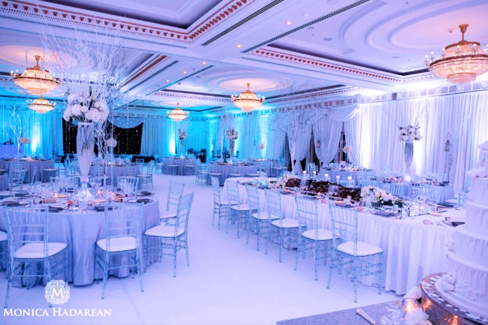 Winter Wonderland theme setup at corporate Christmas party